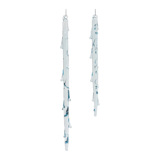 Melrose Int. Melted Glass Icicle Drop Ornament, Set of 6, Blue - 86732DS