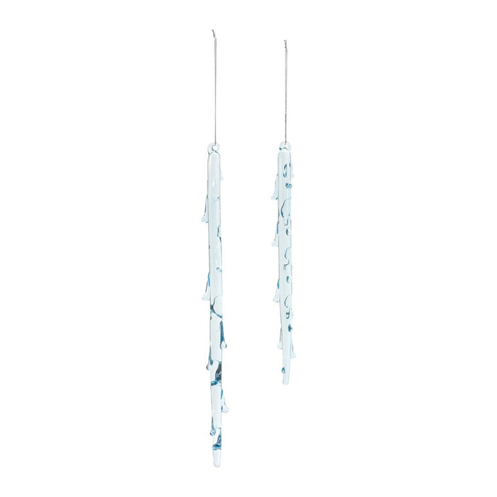 Melrose Int. Melted Glass Icicle Drop Ornament, Set of 6, Blue