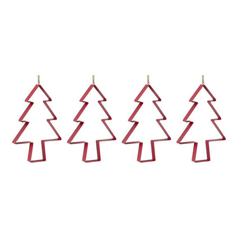 Melrose International Pine Tree Cookie Cutter Ornament, Set of 4, Red