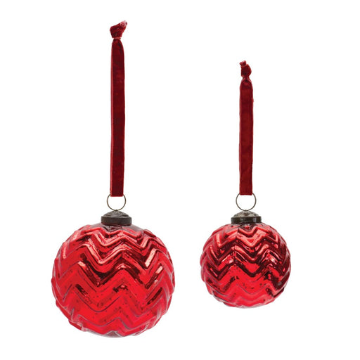 Melrose International Mercury Glass Ball Ornament, Set of 4, Red