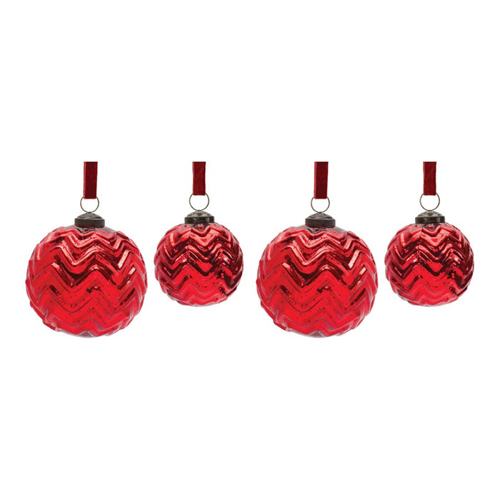 Melrose International Mercury Glass Ball Ornament, Set of 4, Red