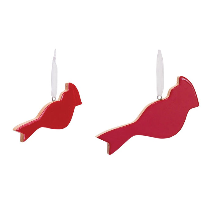 Melrose Int. Glass Cardinal Bird Ornament, Set of 6, Red/Brown