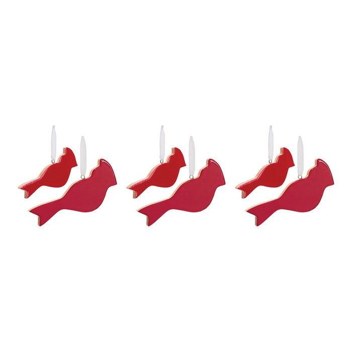 Melrose Int. Glass Cardinal Bird Ornament, Set of 6, Red/Brown