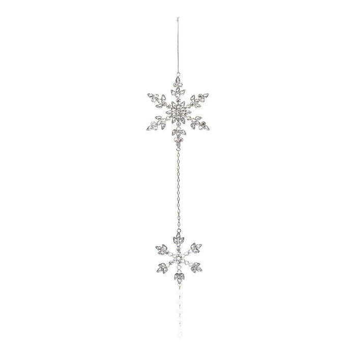Melrose Jeweled Metal Snowflake Drop Ornament, Set of 6, Silver - 86754DS