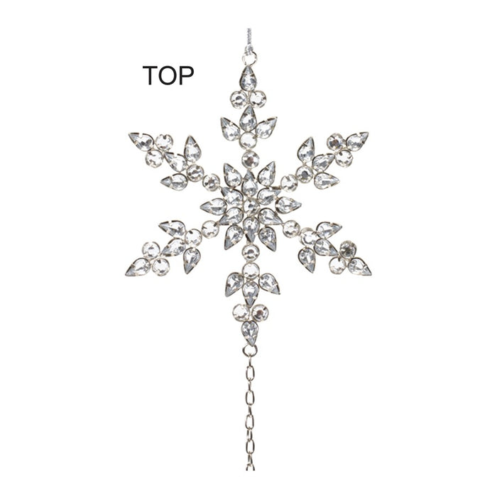 Melrose Jeweled Metal Snowflake Drop Ornament, Set of 6, Silver