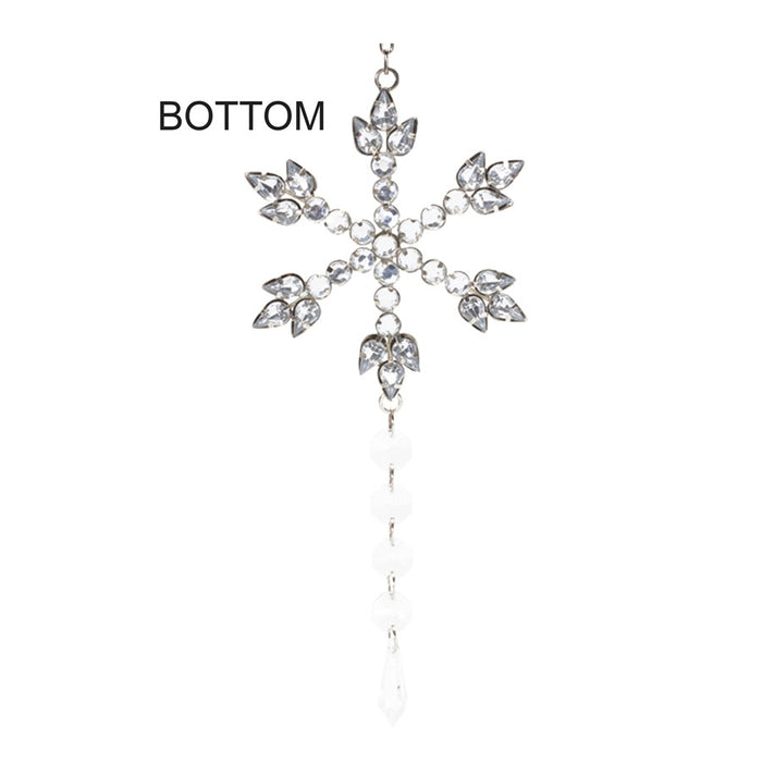 Melrose Jeweled Metal Snowflake Drop Ornament, Set of 6, Silver