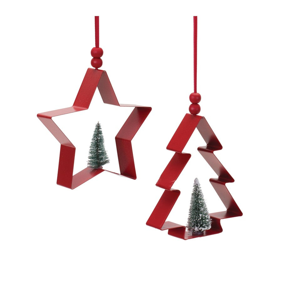 Melrose Star/Pine Tree Cookie Cutter Ornament, Set of 6, Red/Green - 86766DS