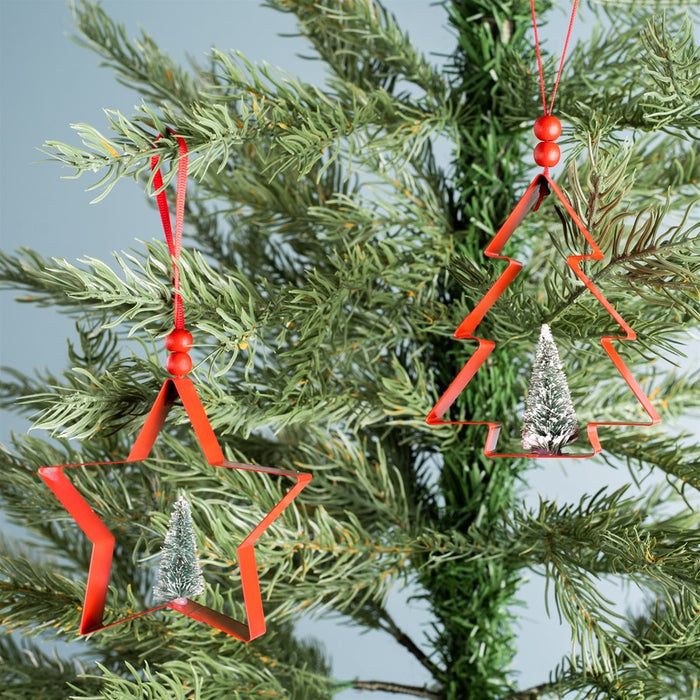 Melrose Star/Pine Tree Cookie Cutter Ornament, Set of 6, Red/Green