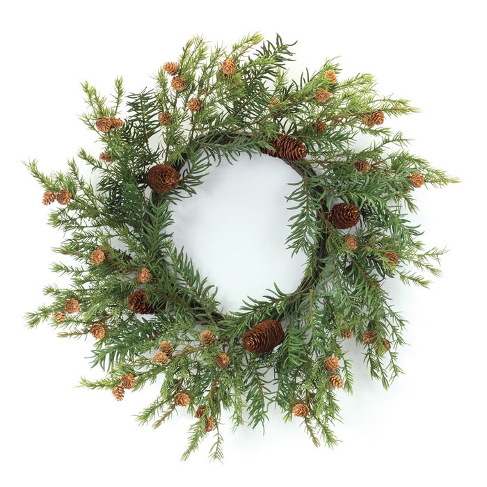 Melrose International Pine Cone Wreath 24"D, Green/Brown - 86769DS