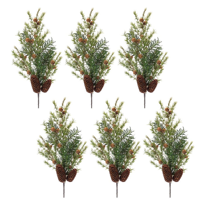 Melrose International Pine Spray, Set of 6, Green/Brown