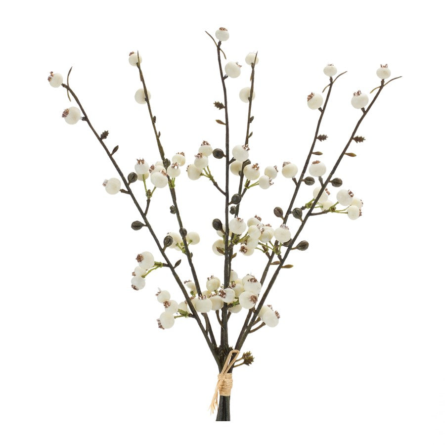 Melrose International Winter Berry Twig Bundle, Set of 6, Green/White - 86776DS