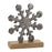 Melrose Metal Snowflake on Wood Base, Set of 6, Silver/Brown