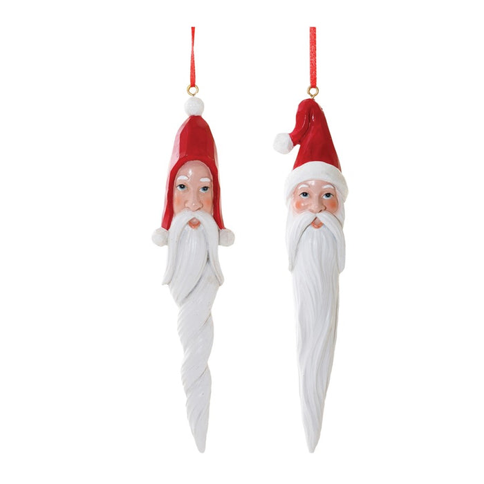 Melrose International Carved Santa Drop Ornament, Set of 6, White/Red - 86786DS