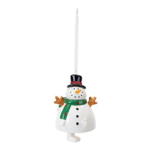 Melrose Ceramic Snowman Bell Ornament, Set of 12, White/Black