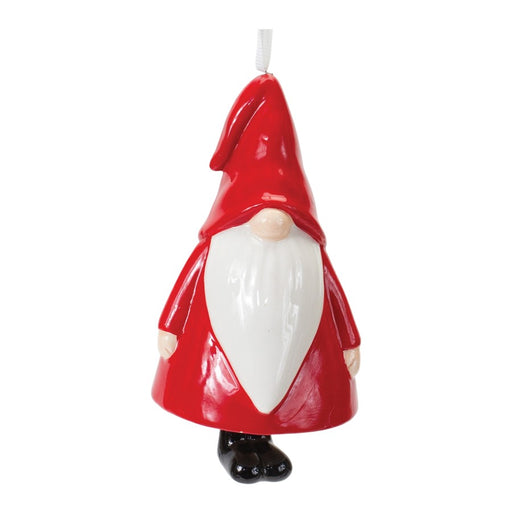 Melrose Int. Ceramic Gnome Bell Ornament, Set of 12, Red/White - 86788DS