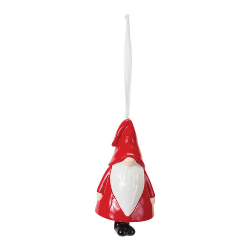 Melrose Int. Ceramic Gnome Bell Ornament, Set of 12, Red/White