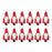 Melrose Int. Ceramic Gnome Bell Ornament, Set of 12, Red/White