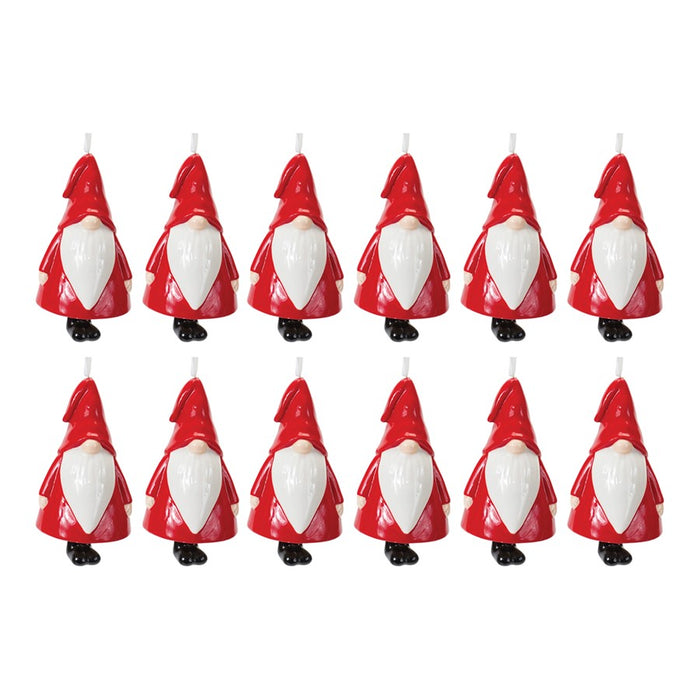 Melrose Int. Ceramic Gnome Bell Ornament, Set of 12, Red/White