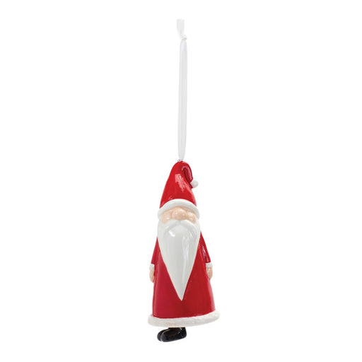 Melrose Int. Ceramic Santa Bell Ornament, Set of 12, Red/White