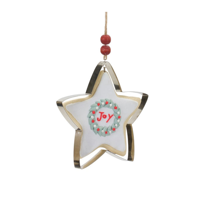 Melrose Tree/Star Cookie Cutter Ornament, Set of 12, Green/White/Brown