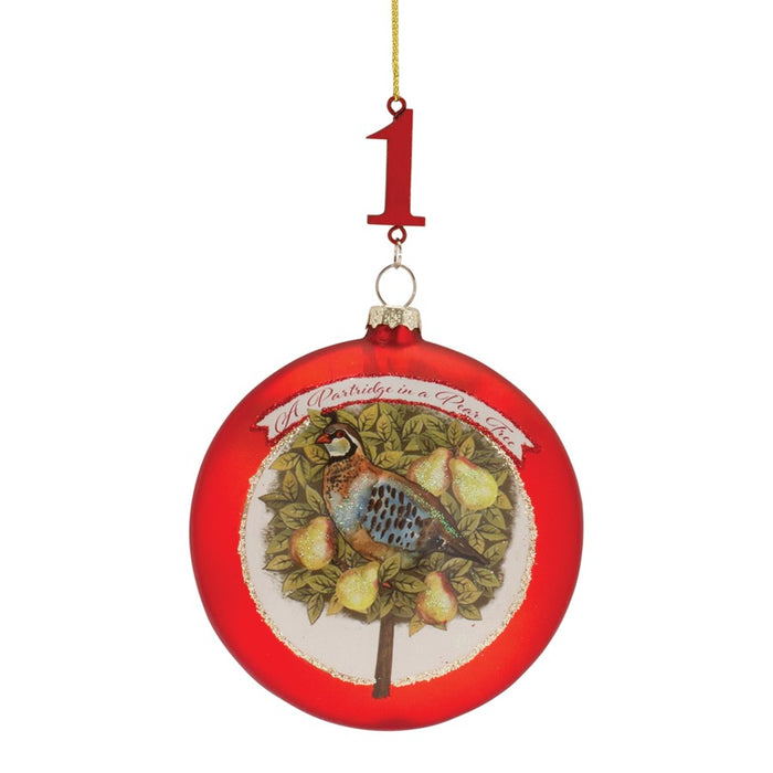 Melrose Twelve Days of Christmas Ornament, Set of 12, Red/White