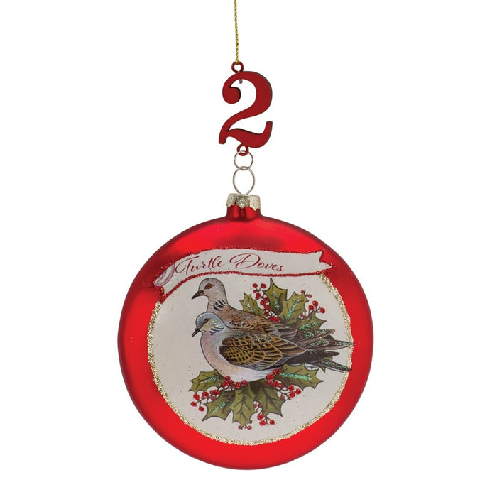 Melrose Twelve Days of Christmas Ornament, Set of 12, Red/White