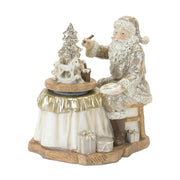 Melrose Santa/Spinning Christmas Tree, Set of 2, White/Silver/Tan - 86809DS