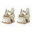 Melrose Santa/Spinning Christmas Tree, Set of 2, White/Silver/Tan
