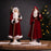 Melrose Flocked Santa Figurine/Hood/Staff, Set of 2, Red/White