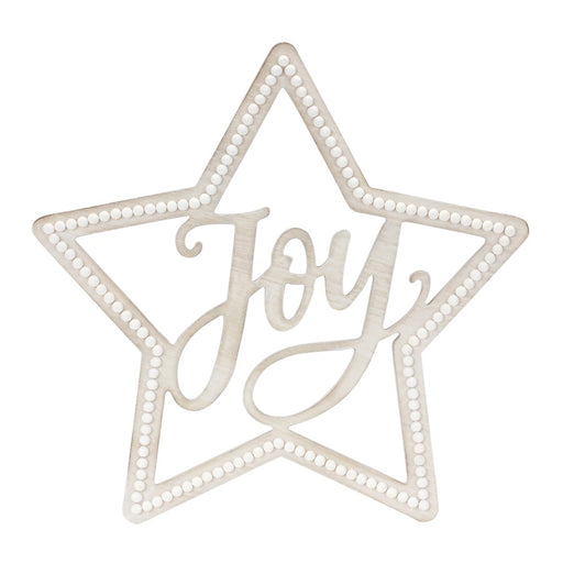 Melrose Beaded Wood Star/Joy Sentiment, Set of 2, Brown/White - 86823DS