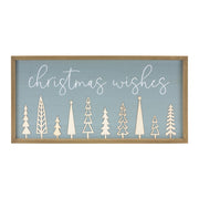 Melrose Christmas Wishes Holiday Wall Sign 31.5"L, Blue/White - 86825DS