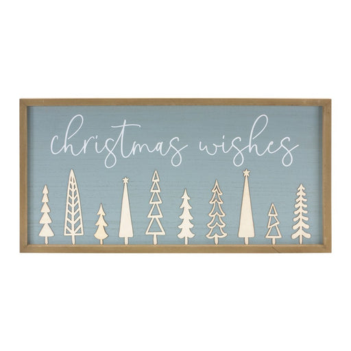 Melrose Christmas Wishes Holiday Wall Sign 31.5"L, Blue/White - 86825DS