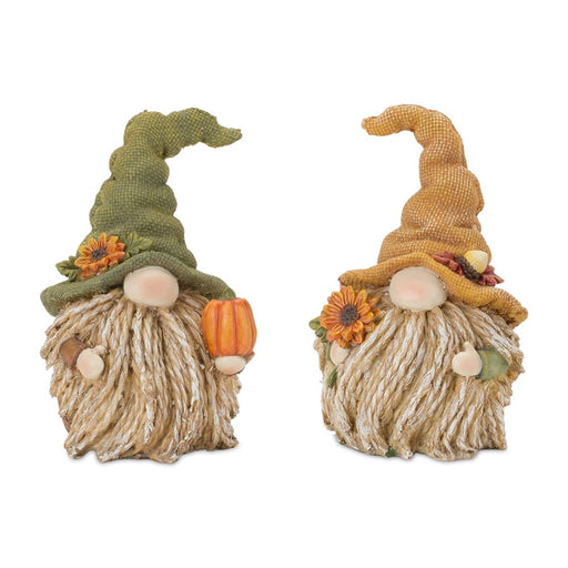 Melrose Fall Harvest Gnome Figurine, Set of 6, Green/Brown - 86829DS