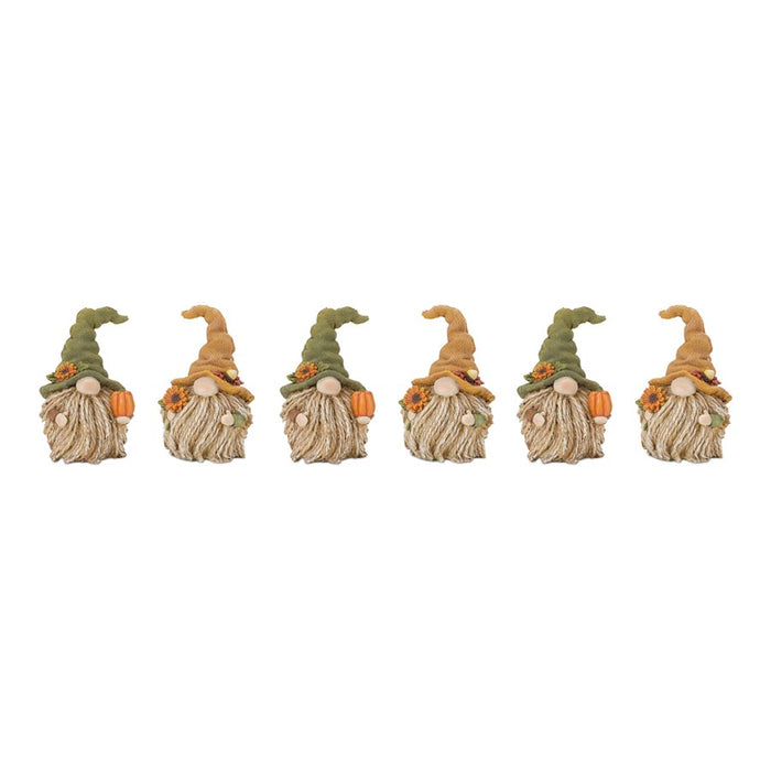 Melrose Fall Harvest Gnome Figurine, Set of 6, Green/Brown