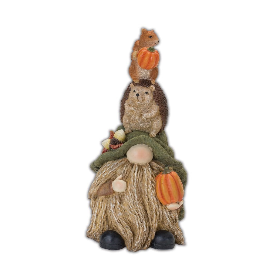 Melrose Stacking Gnome/Animals Figurine, Set of 2, Brown/Orange - 86831DS