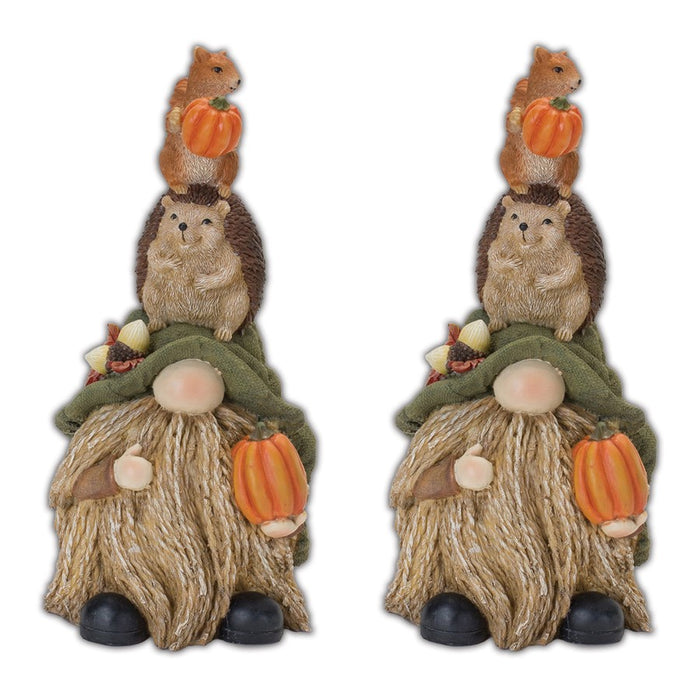 Melrose Stacking Gnome/Animals Figurine, Set of 2, Brown/Orange
