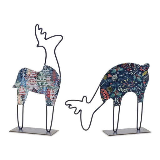 Melrose Metal Deer Tabletop Decor, Set of 2, Blue/MulticoloRed - 86856DS