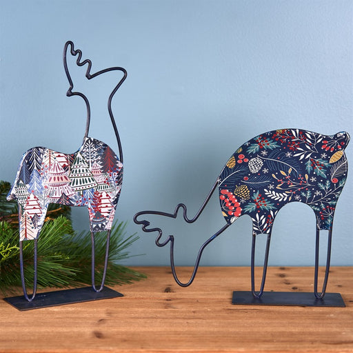 Melrose Metal Deer Tabletop Decor, Set of 2, Blue/MulticoloRed