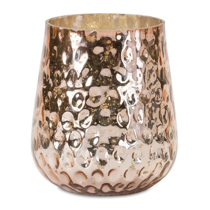 Melrose International Rose Gold Glass Candle Holder, Set of 8