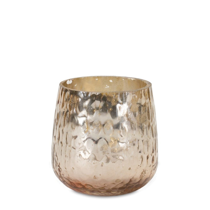 Melrose International Rose Gold Glass Candle Holder, Set of 8