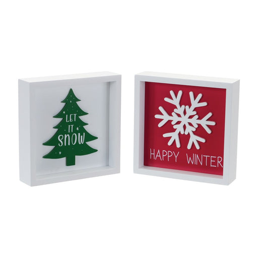 Melrose Int. Holiday Sentiment Sign, Set of 6, Green/Red/White - 86893DS