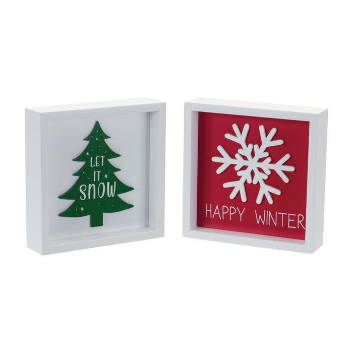 Melrose Int. Holiday Sentiment Sign, Set of 6, Green/Red/White - 86893DS