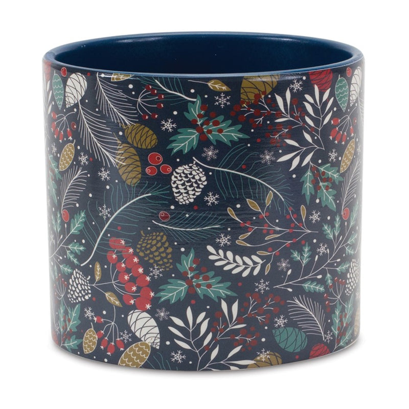 Melrose Berry/Pine Tree Holiday Planter, Set of 4, Blue/White