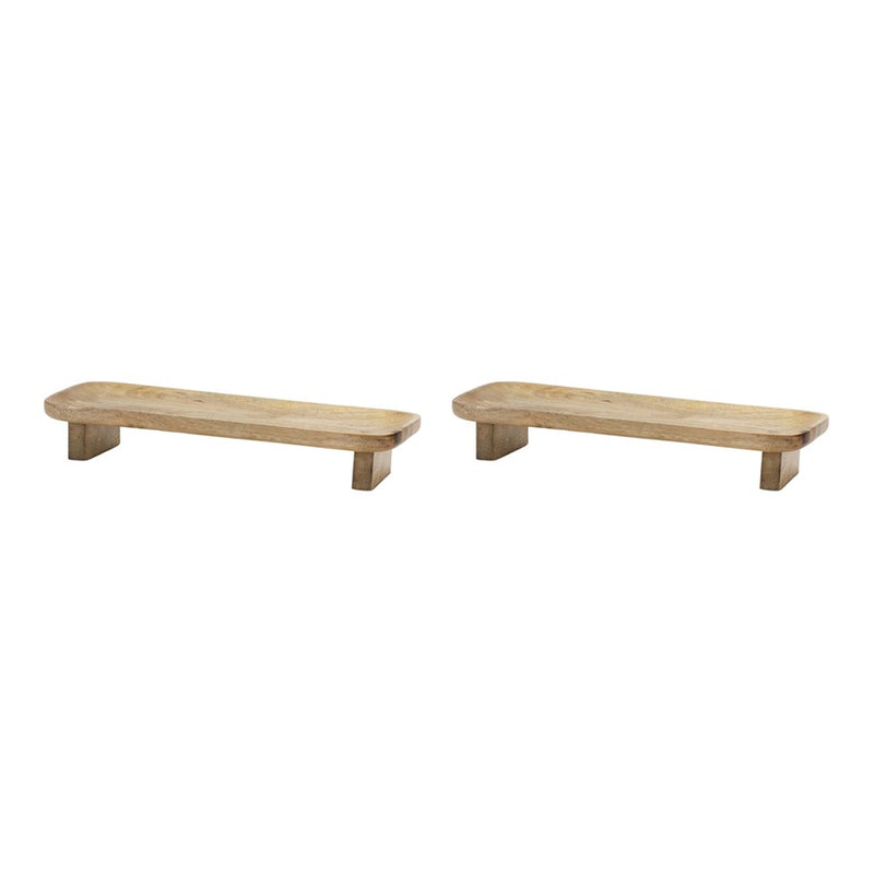 Melrose International Mango Wood Tray, Set of 2