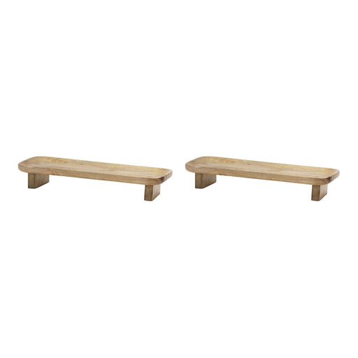 Melrose International Mango Wood Tray, Set of 2