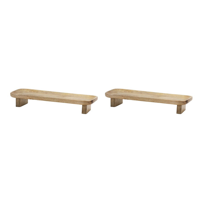 Melrose International Mango Wood Tray, Set of 2