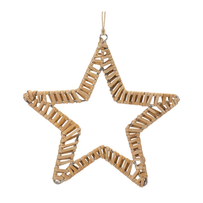 Melrose Int. Woven Rattan Star/Tree Ornament, Set of 12, Brown