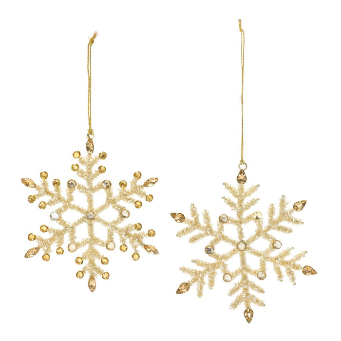 Melrose Int. Jeweled Metal Snowflake Ornament, Set of 12, Gold