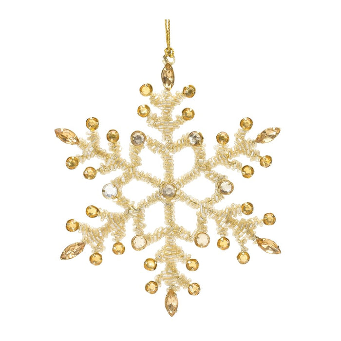 Melrose Int. Jeweled Metal Snowflake Ornament, Set of 12, Gold