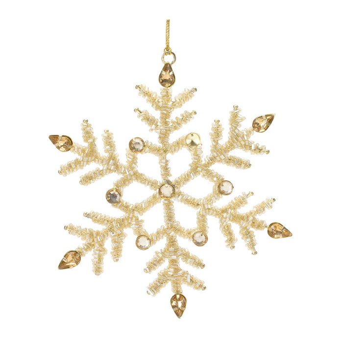Melrose Int. Jeweled Metal Snowflake Ornament, Set of 12, Gold